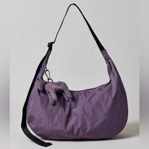 [Bundle] NWT BAGGU Large Nylon Crescent Bag Dusty Violet & Horse Charm